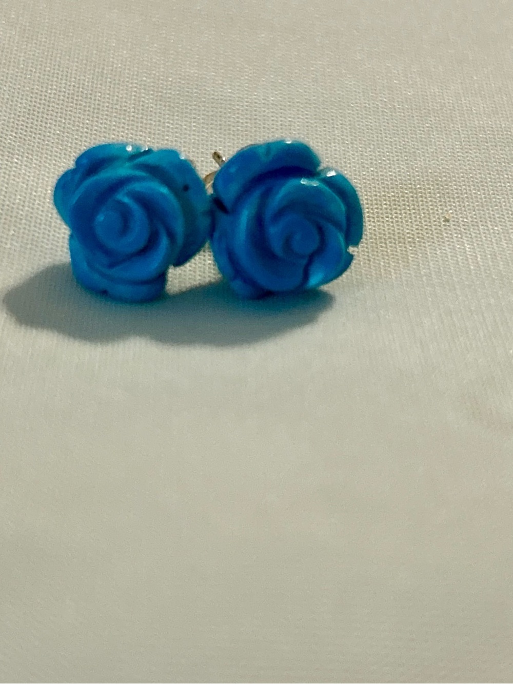 Blue Rose Stud Earrings New